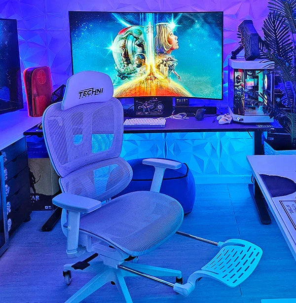 mesh gaming chair in gaming setup