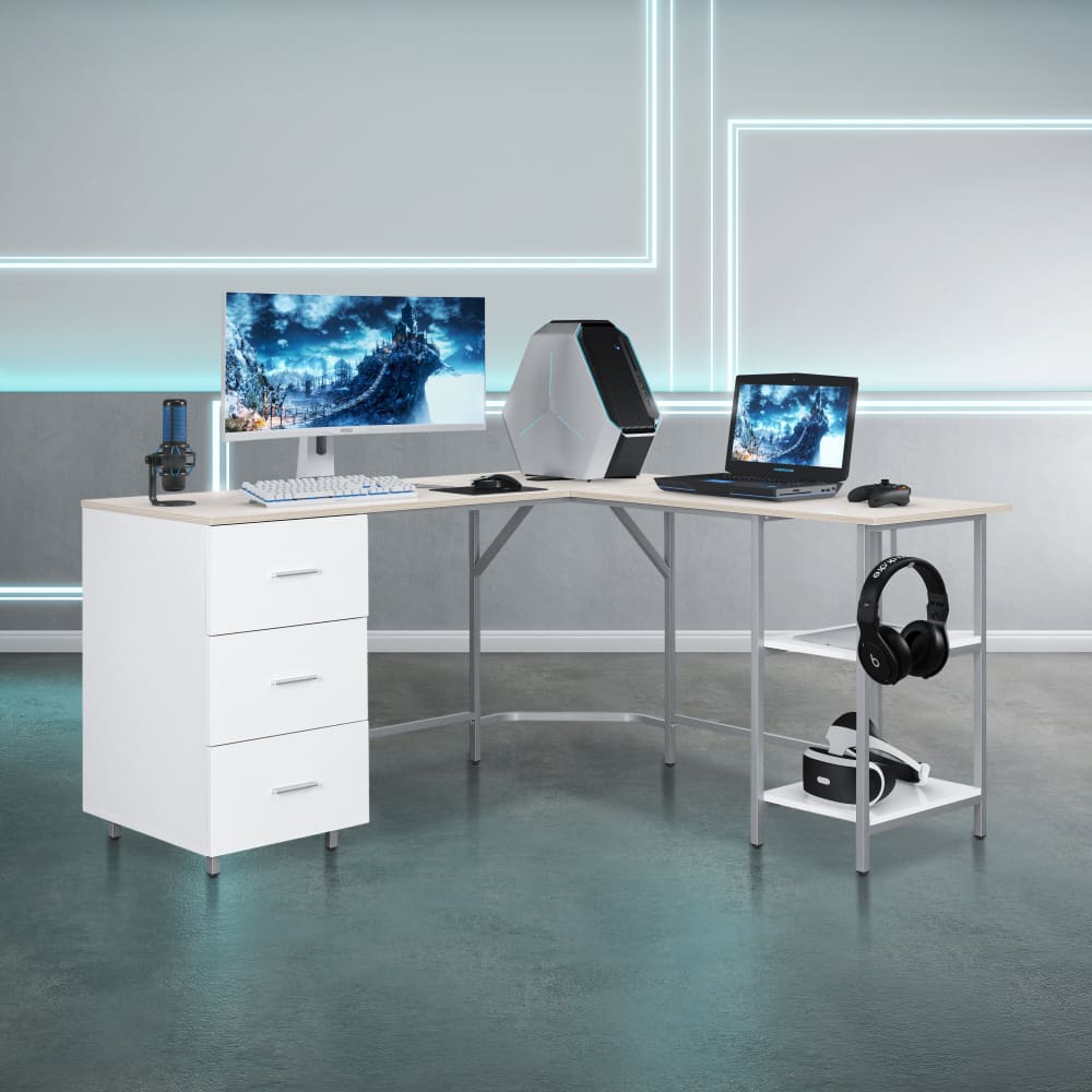 Dallas Sand L Shape Gaming Desk Gaming Desk. #sand