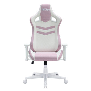 Pastel Pink and White Gaming Chair-Front View, No Pilllow