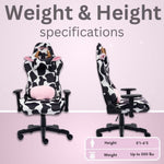 Cow-patterned gaming chair.