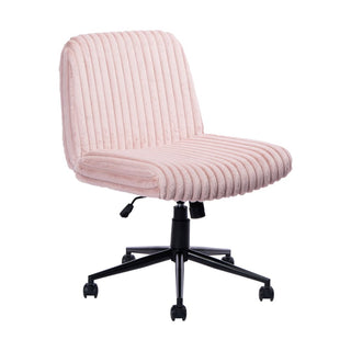 Angled view of the pink criss cross with wheels. 