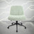 Light green ribbed velvet office chair with a black five-star base and casters.