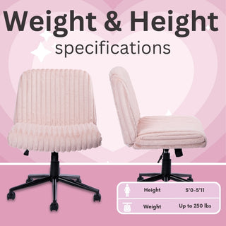 Pink corduroy swivel chair.