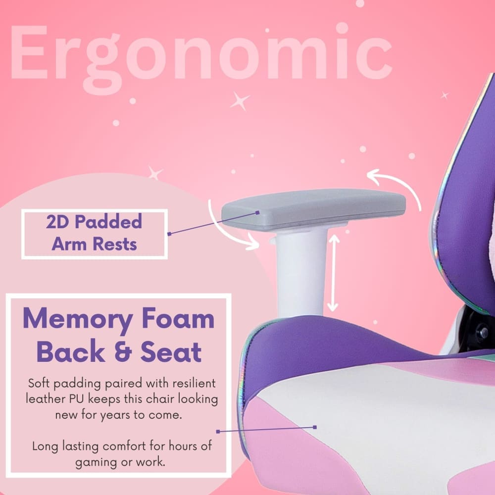 Make your kawaii gaming setups not just cute, but comfortable with memoy foam seats and 2D padded arm rests. 