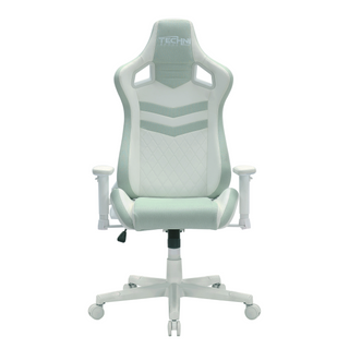 Techni sport pastel green gaming chair is shown from a front view without the headrest pillow or lumbar support, 