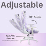 TechniSport cow print gaming chair showing adjustable recline feature – ergonomic cow gaming chair for long sessions and home office setup 