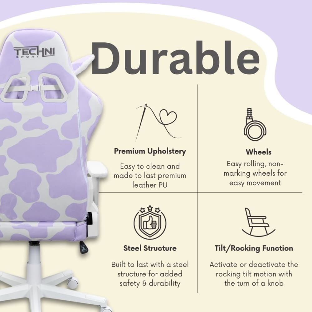 Durable gaming chair features. 