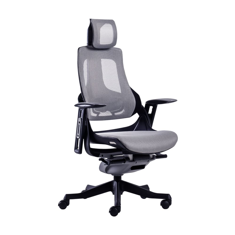 Ergonomic gray mesh office chair.