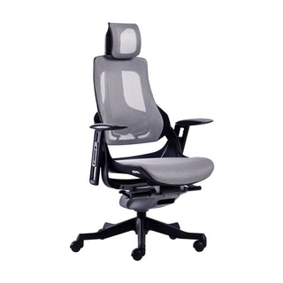 Ergonomic gray mesh office chair.