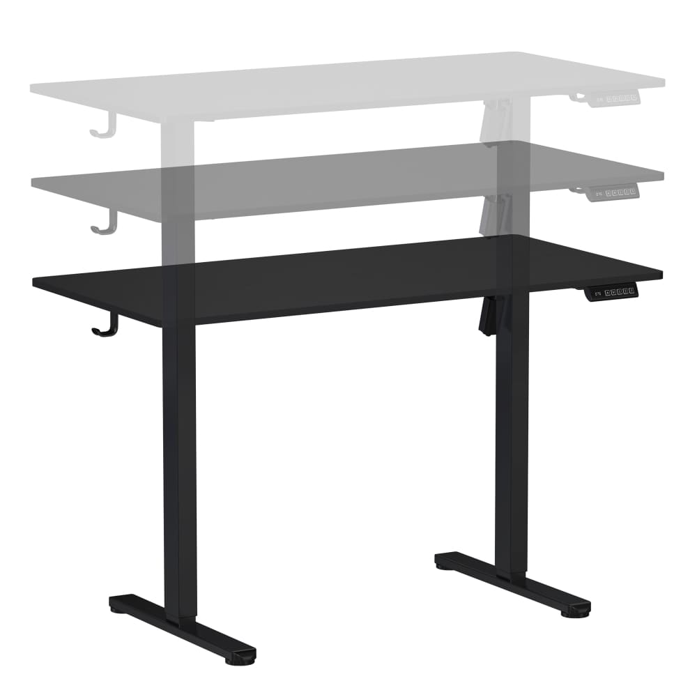 Adjustable black standing desk.