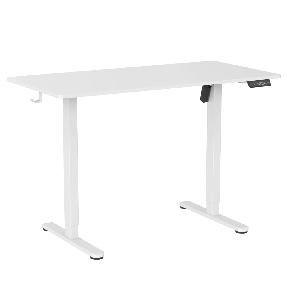 White adjustable standing desk.