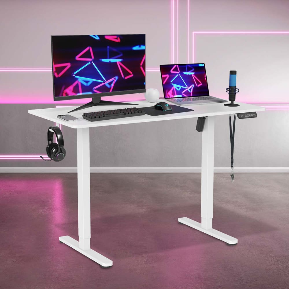 White adjustable standing desk.