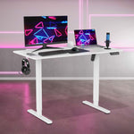 White adjustable standing desk.