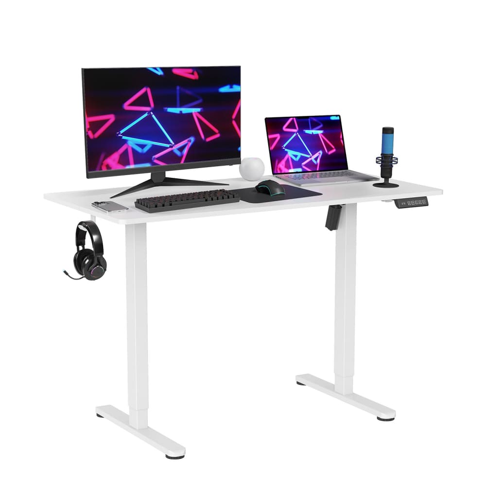 White adjustable standing desk.