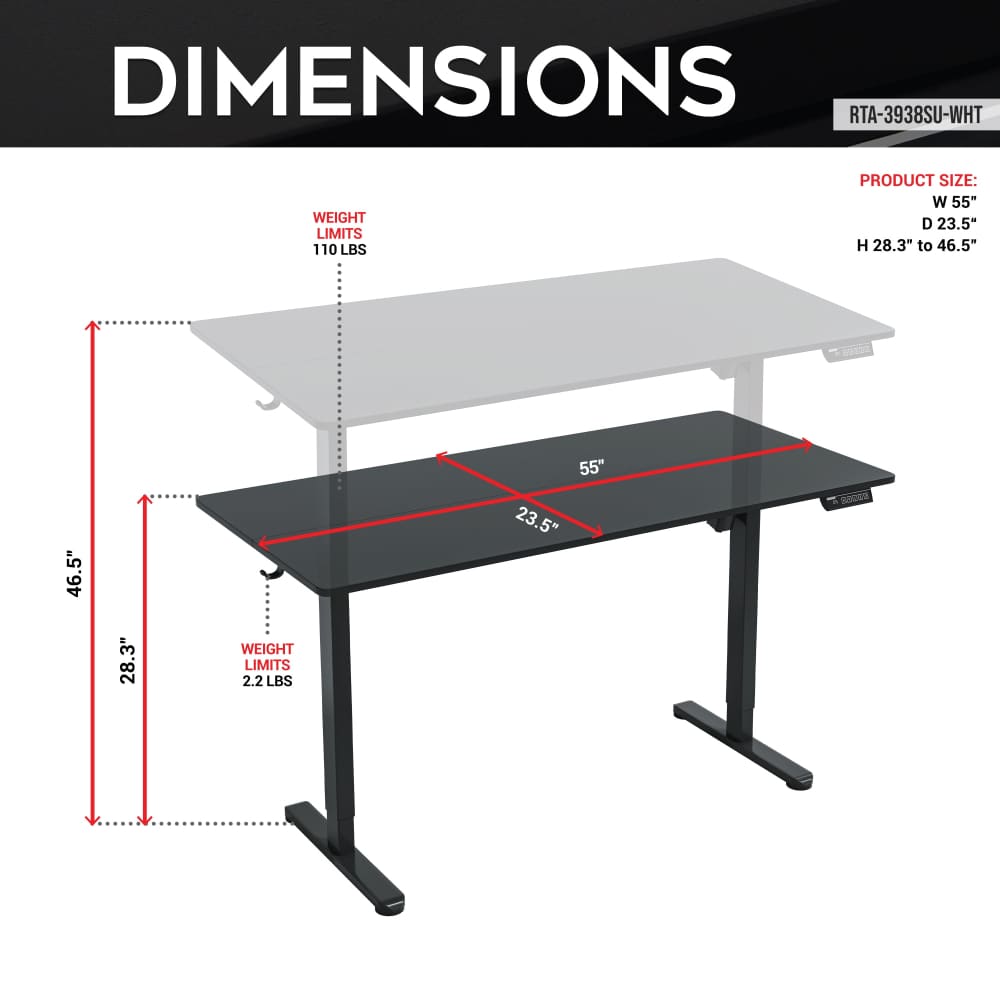 Techni Sport-Zenith Black Electric Standing Desk