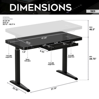 Tokyo Electric Sit To Stand Desk W/ Wireless charging + speakers