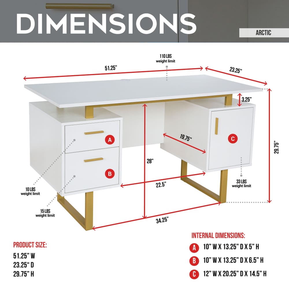 Arctic White Gaming Desk Gaming Desk