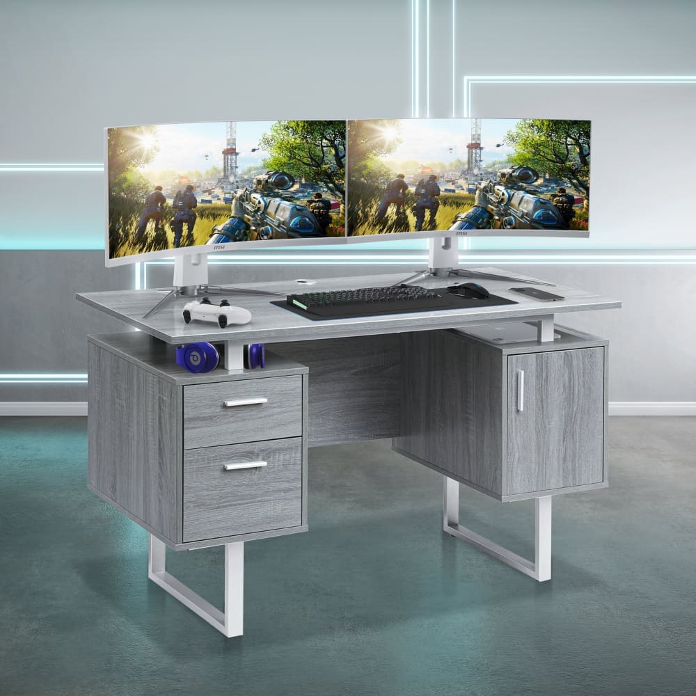 Arctic Grey Gaming Desk Gaming Desk  