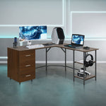 Dallas Walnut L Shape Gaming Desk Gaming Desk