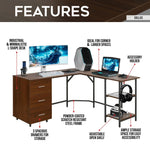 Dallas Walnut L Shape Gaming Desk Gaming Desk