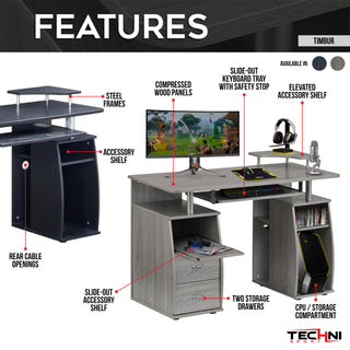 Techni Mobili  Complete Workstation Computer Desk with Storage