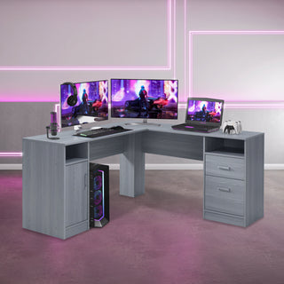 Denver Grey L Shape Gaming Desk