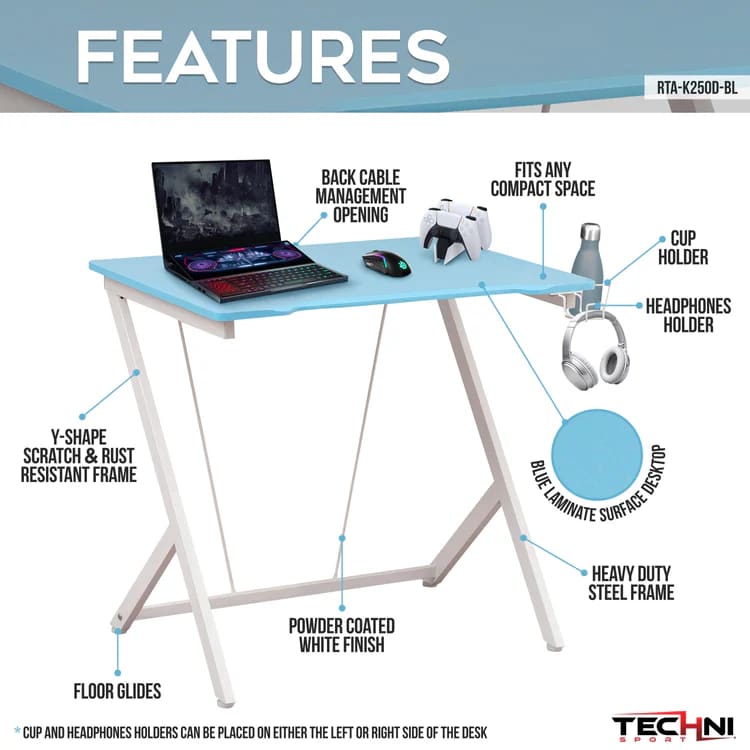 Scout Baby Blue Gaming Desk Gaming Desk