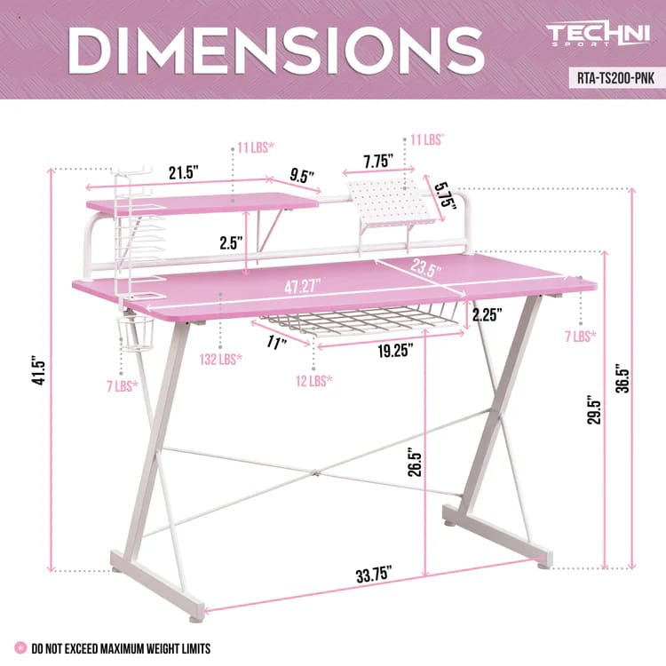 Pink Carbon Gaming Desk Pink Gaming Desk