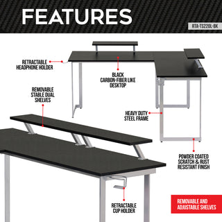 Warrior Gaming Desk Black & Silver Gaming Desk