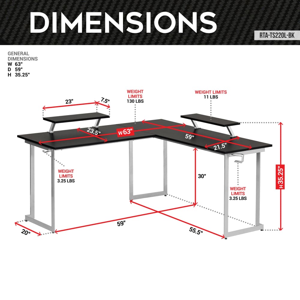 Warrior Gaming Desk Black & Silver Gaming Desk
