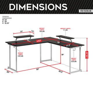 Warrior Gaming Desk Black & Silver Gaming Desk