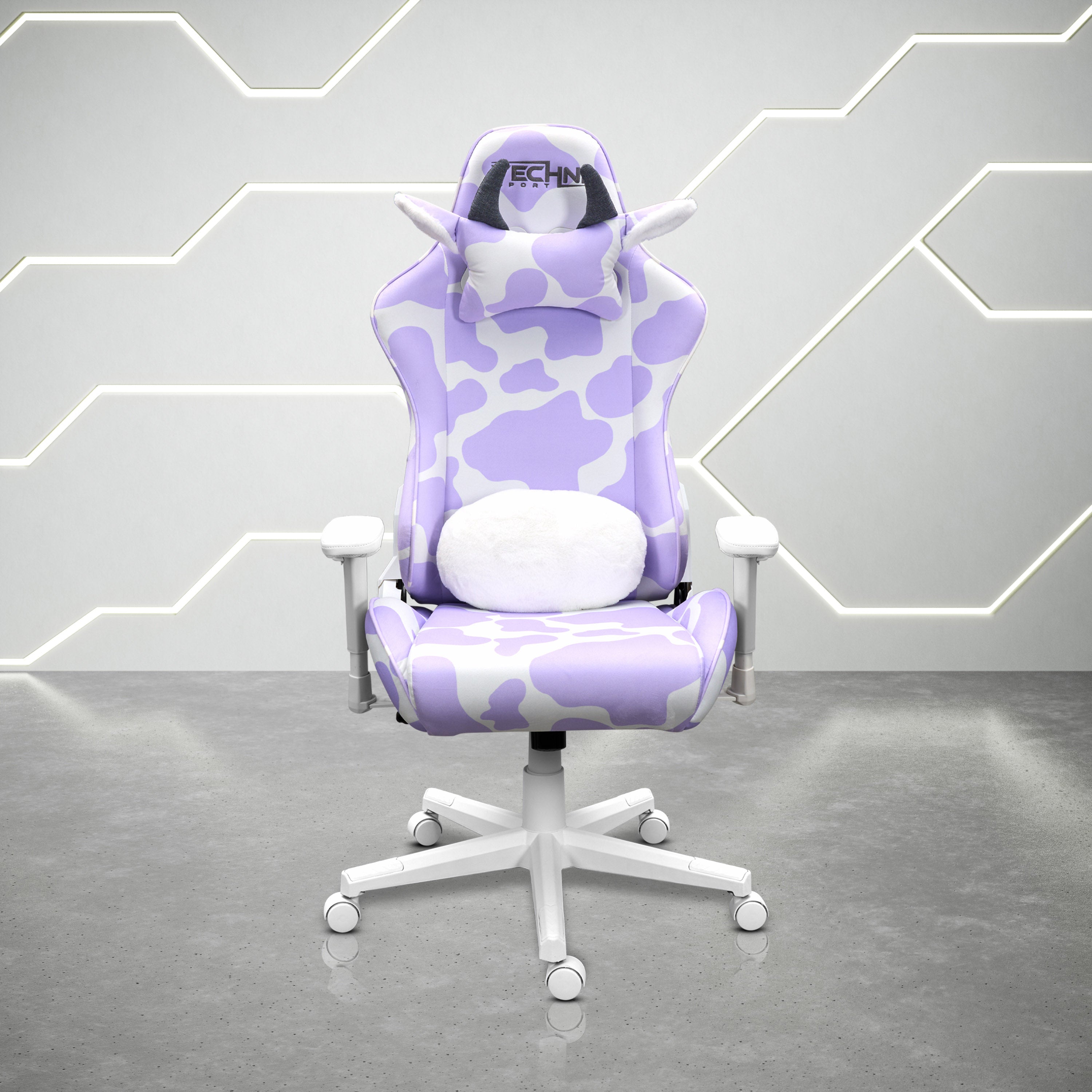Techni Sport TS85 Lavender Print Cow Series Gaming Chair