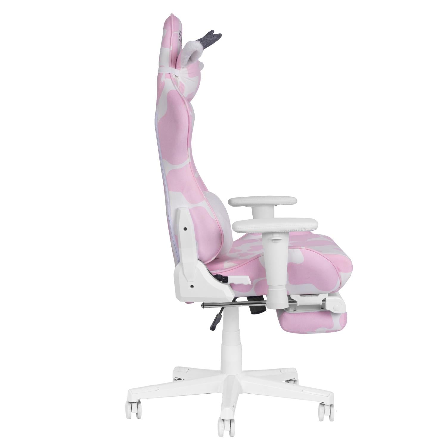 sideview pink cow gaming chair