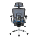Techni Sport Ergon Mesh Gaming Chair in blue, back view showing mesh backrest and lumbar support 