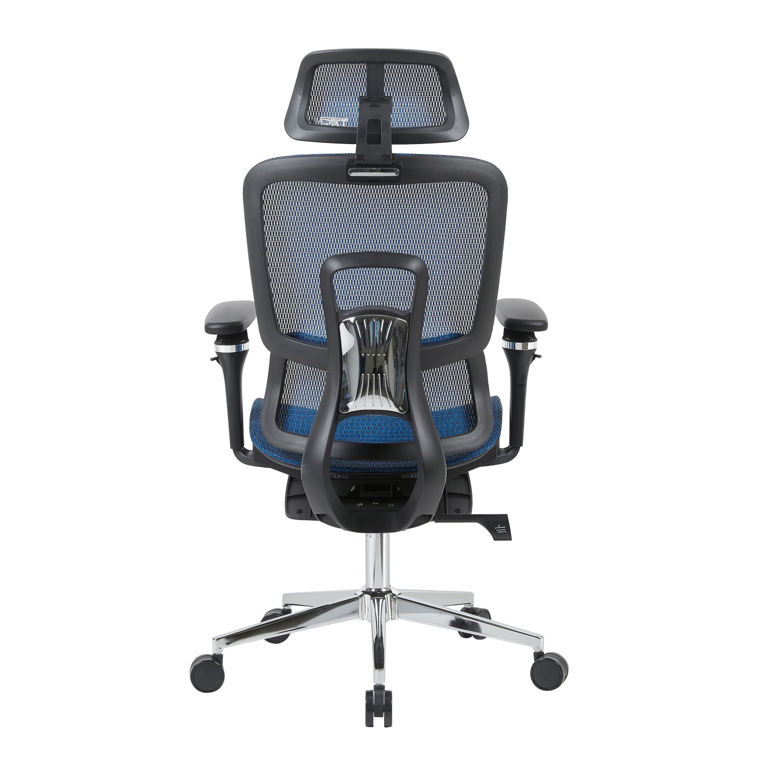 Techni Sport Ergon Mesh Gaming Chair in blue, back view showing mesh backrest and lumbar support 