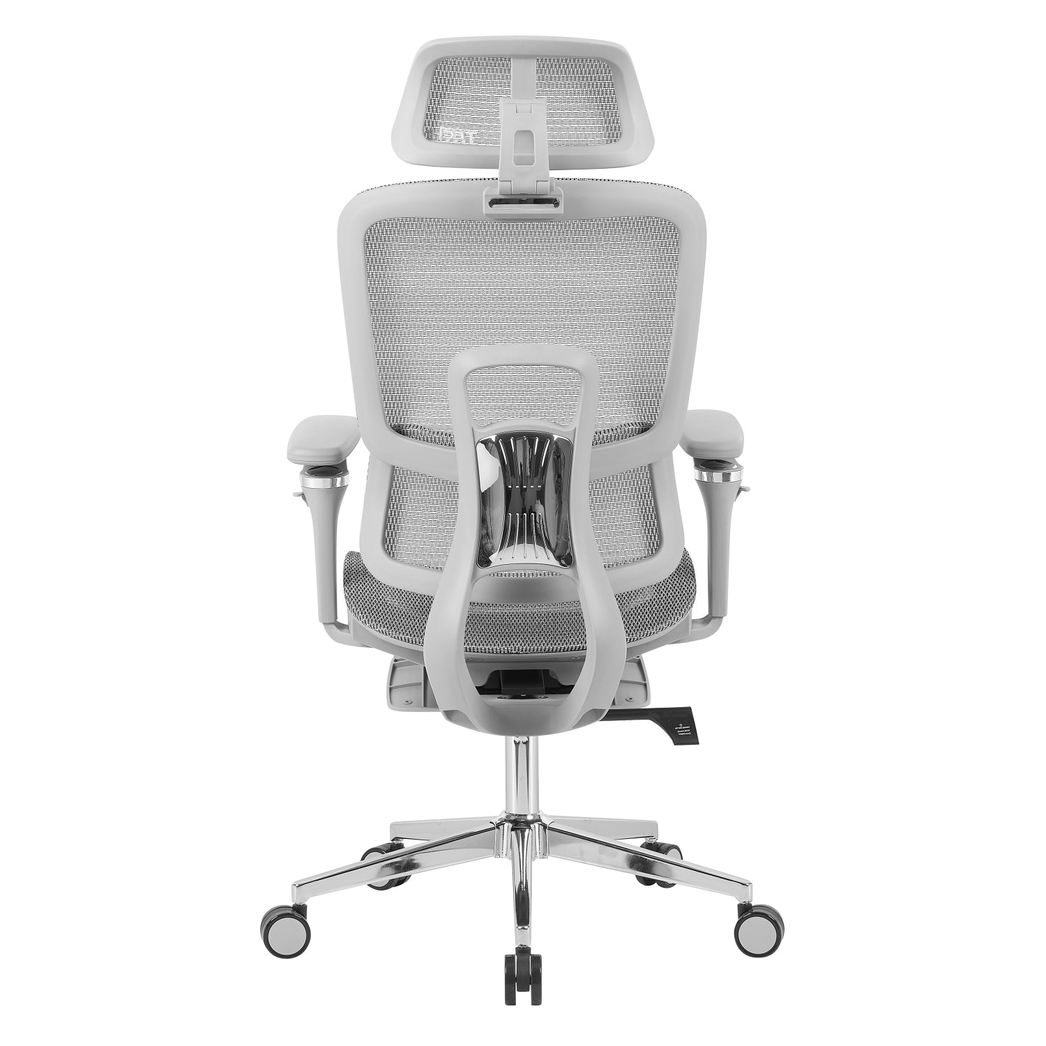 Techni Sport Ergon Mesh Gaming Chair in gray, back view showing mesh backrest and lumbar support 