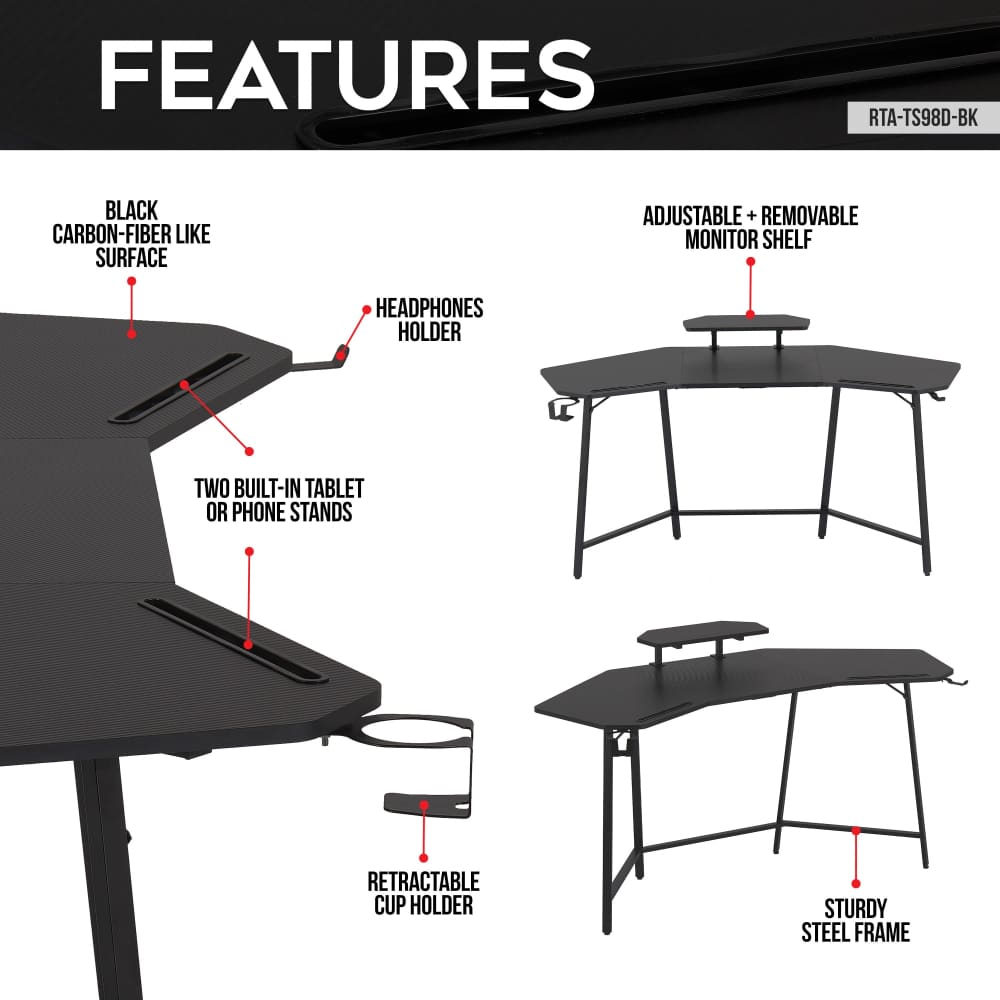 Guardian Black Gaming Desk Gaming Desk