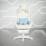 White faux fur gaming chair.