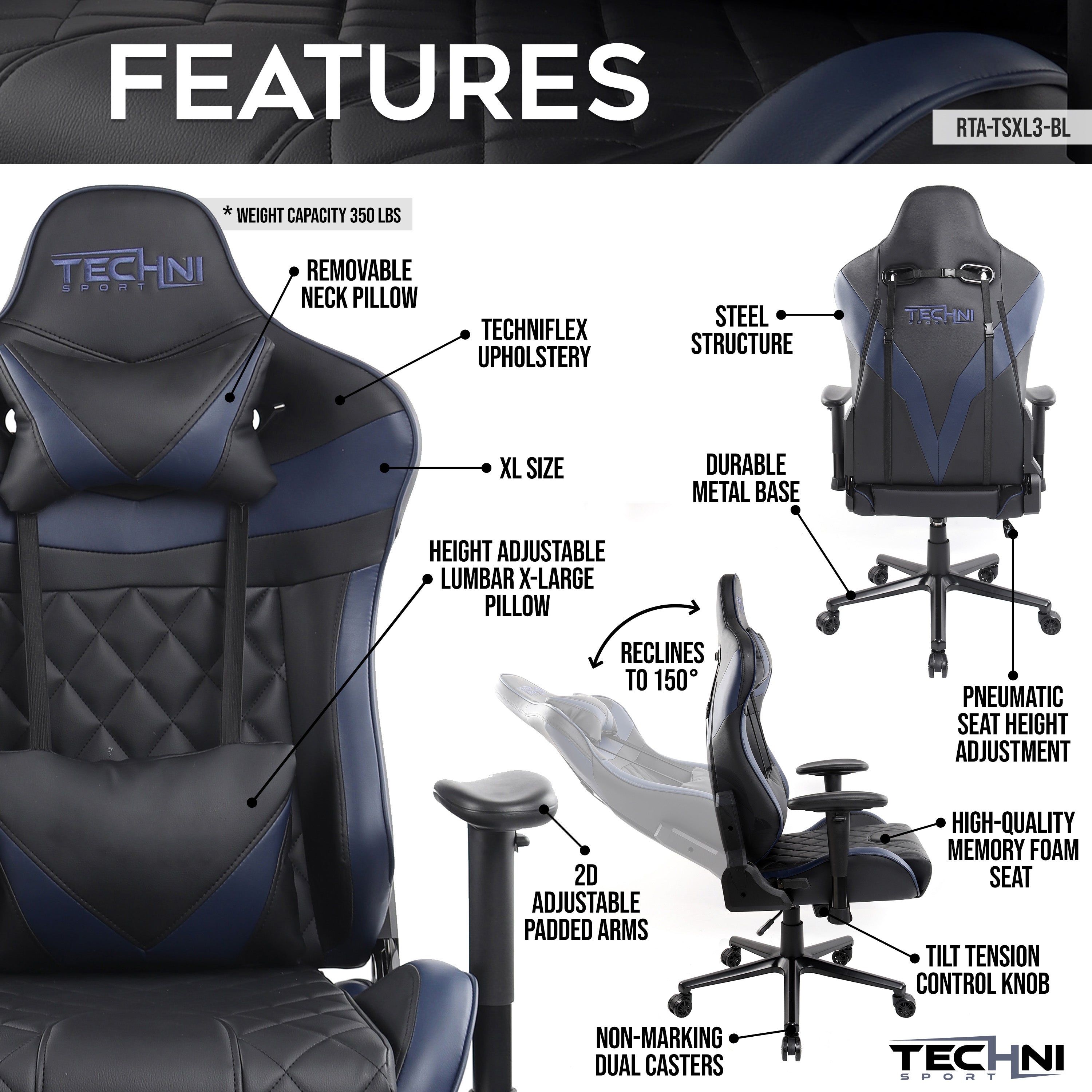 XL Gaming Chair for Big & Tall Gamers | GamerXL Series – Techni Sport