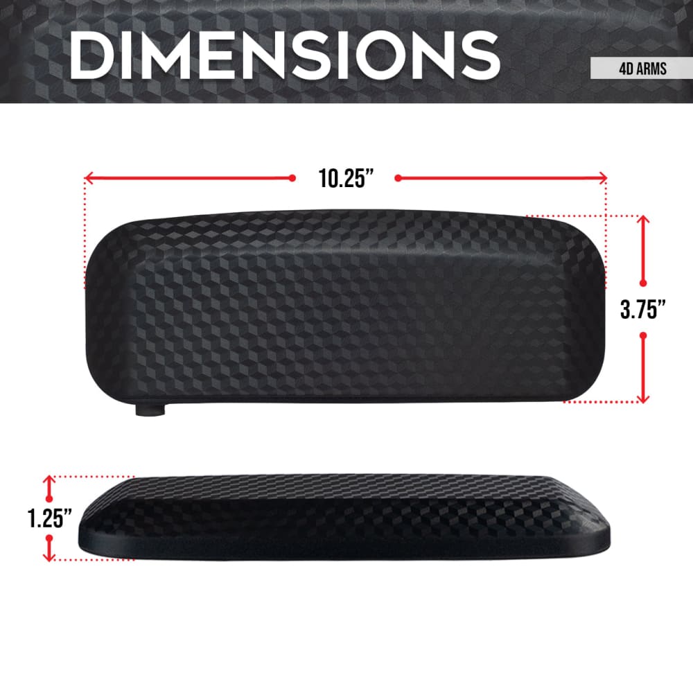 Black carbon fiber armrest dimensions.
