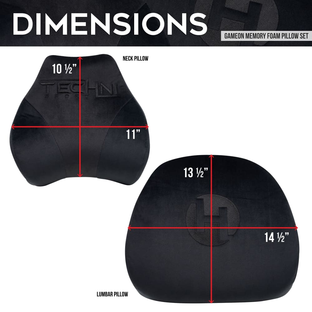 GameON-Black Memory Foam Neck & Lumbar Pillow Set Pillow