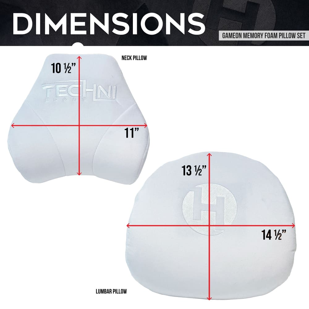 GameON-White Memory Foam Neck & Lumbar Pillow Set Pillow