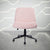 Pink ribbed office chair with a five-star base and casters.