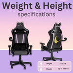Cat gaming chair by technisport weight and height specifications. 