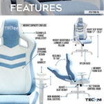 blue gaming chair with features 