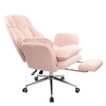 Pink wide seat boucle recliner chair designed for cross legged comfort 