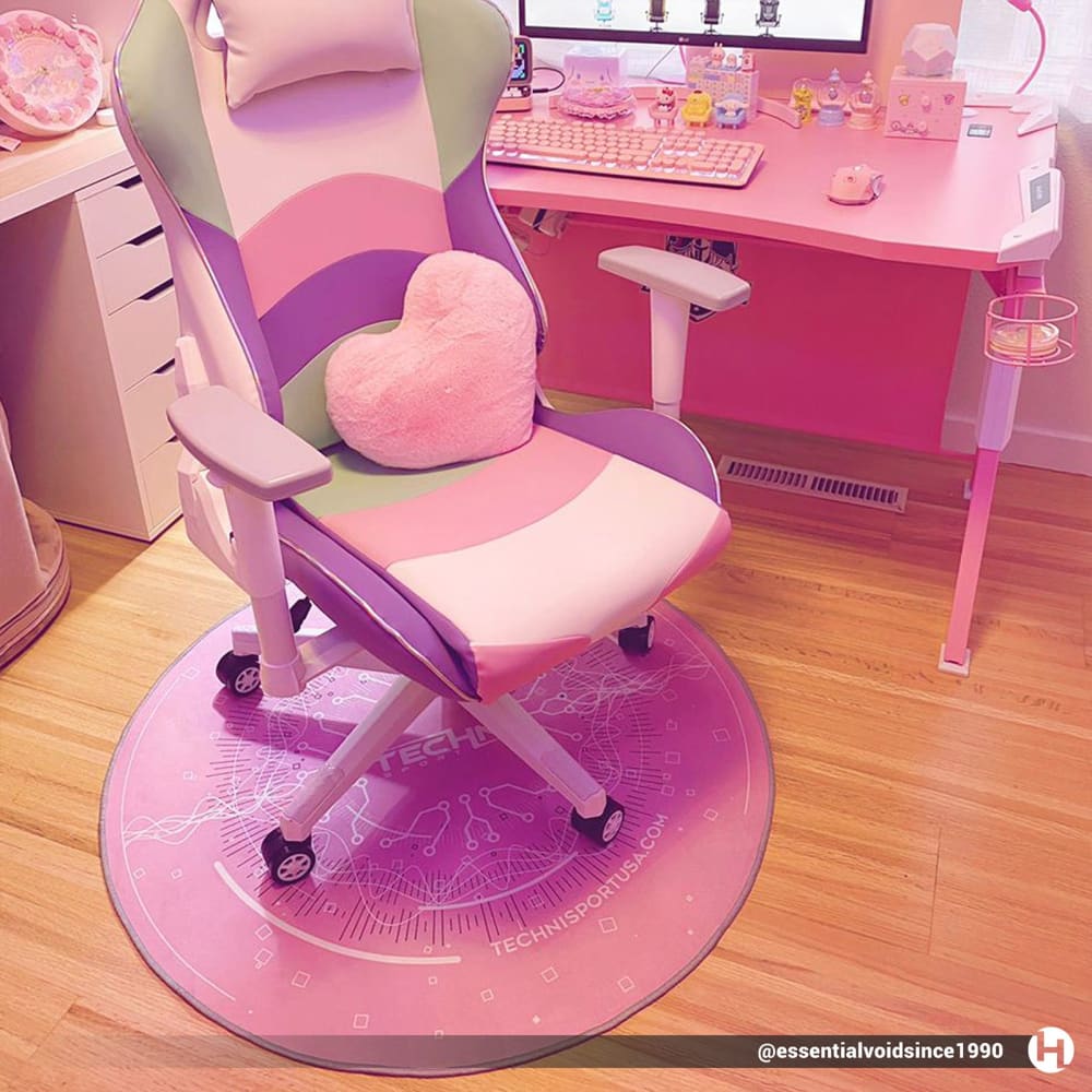 Circuit 40” Pink Round Chair Mat Floor Mats