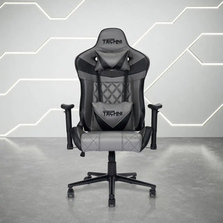 Gray and black gaming chair.