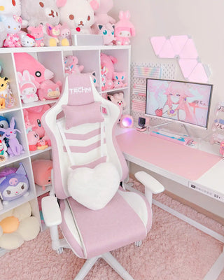 Pink and white gaming chair.