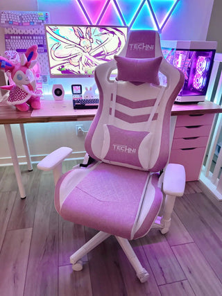 Pink and white gaming chair.